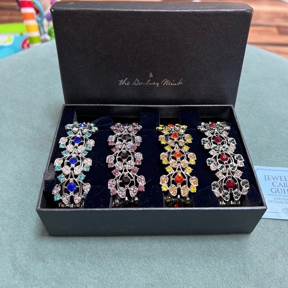 Danbury Mint Seasonal Sensations Set of 4 Colorful Rhinestone Stretch Bracelets - Picture 1 of 8